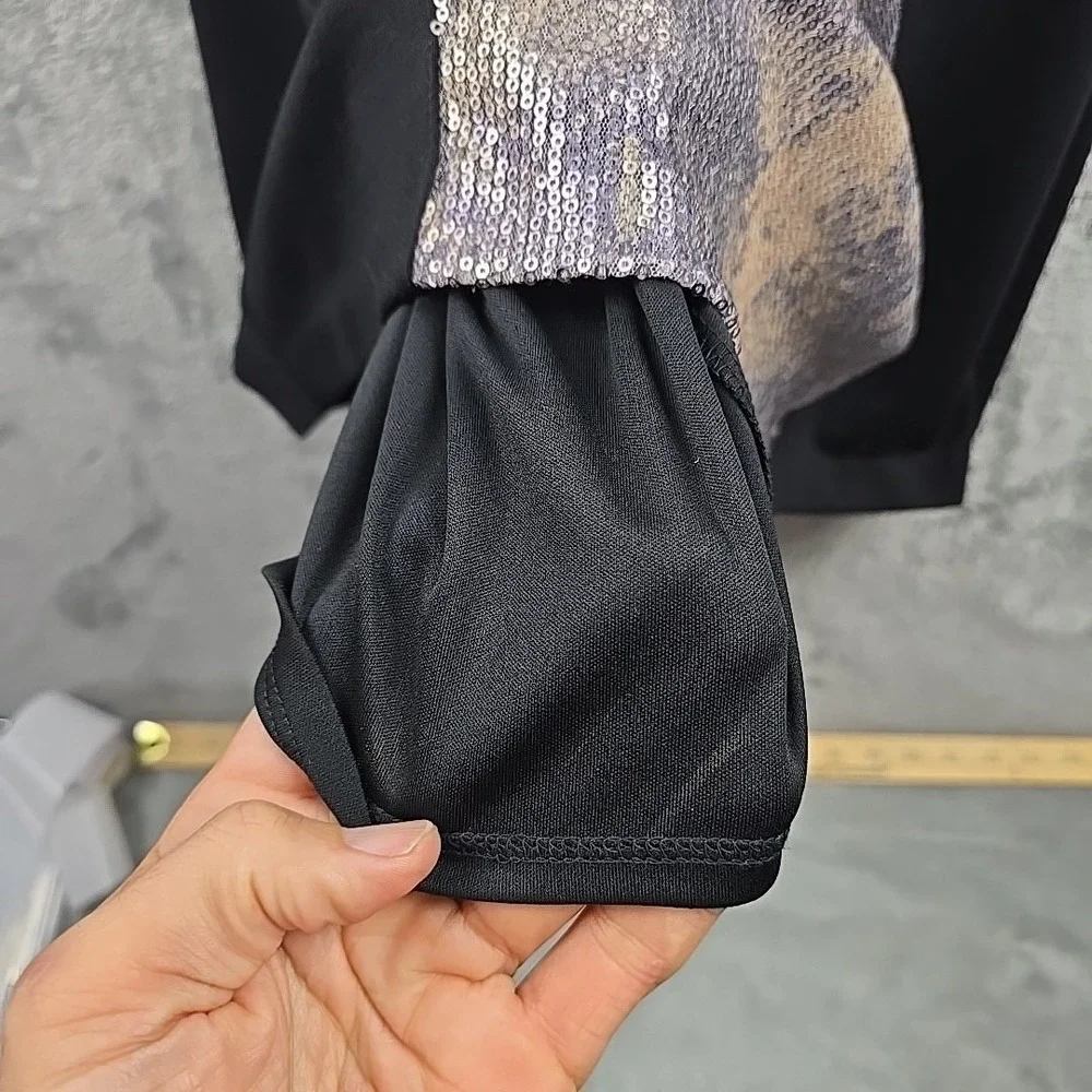 Black Label Saks Fifth Avenue Midi Dress Womens Size 14 Black Shimmer Liner $200